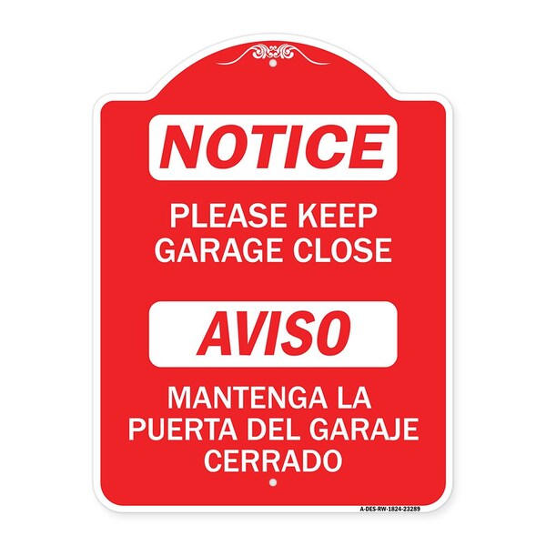 Signmission Please Keep Garage Closed Mantenga La Puerta Del Garaje Cerrado, A-DES-RW-1824-23289 A-DES-RW-1824-23289 - main